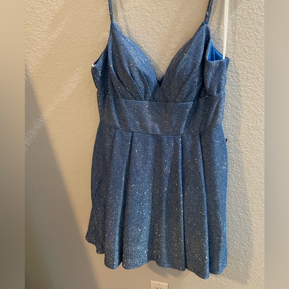Brand New Juniors Blue Sparkly Prom Dress